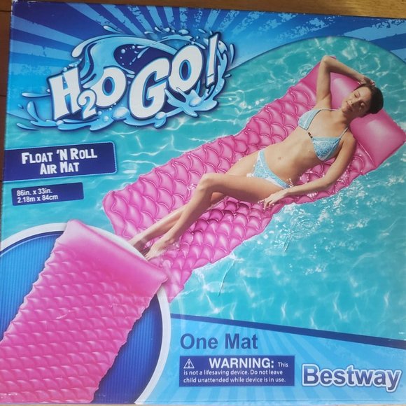 H2O GO! Float 'n Roll Air Mat Pool Float ~Pink - Picture 1 of 3